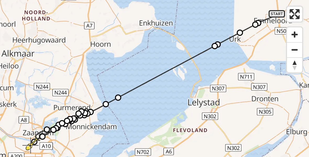 Routekaart van de vlucht: Lifeliner 1 naar Amsterdam Heliport, Banterweg