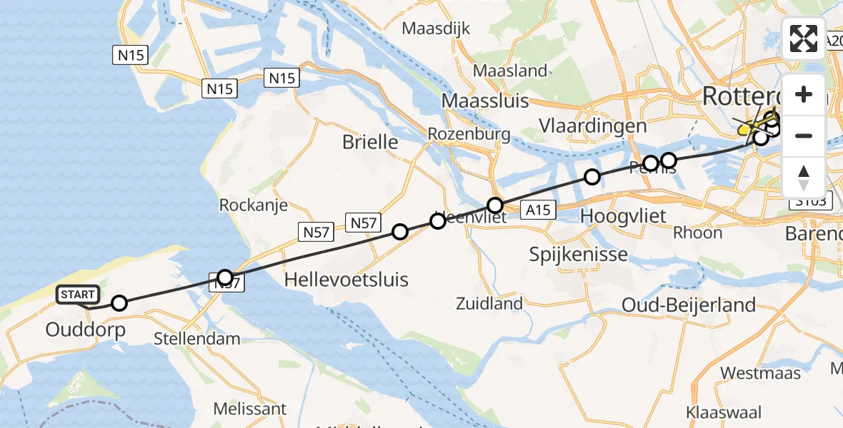 Routekaart van de vlucht: Lifeliner 2 naar Erasmus MC, Jonkerstee