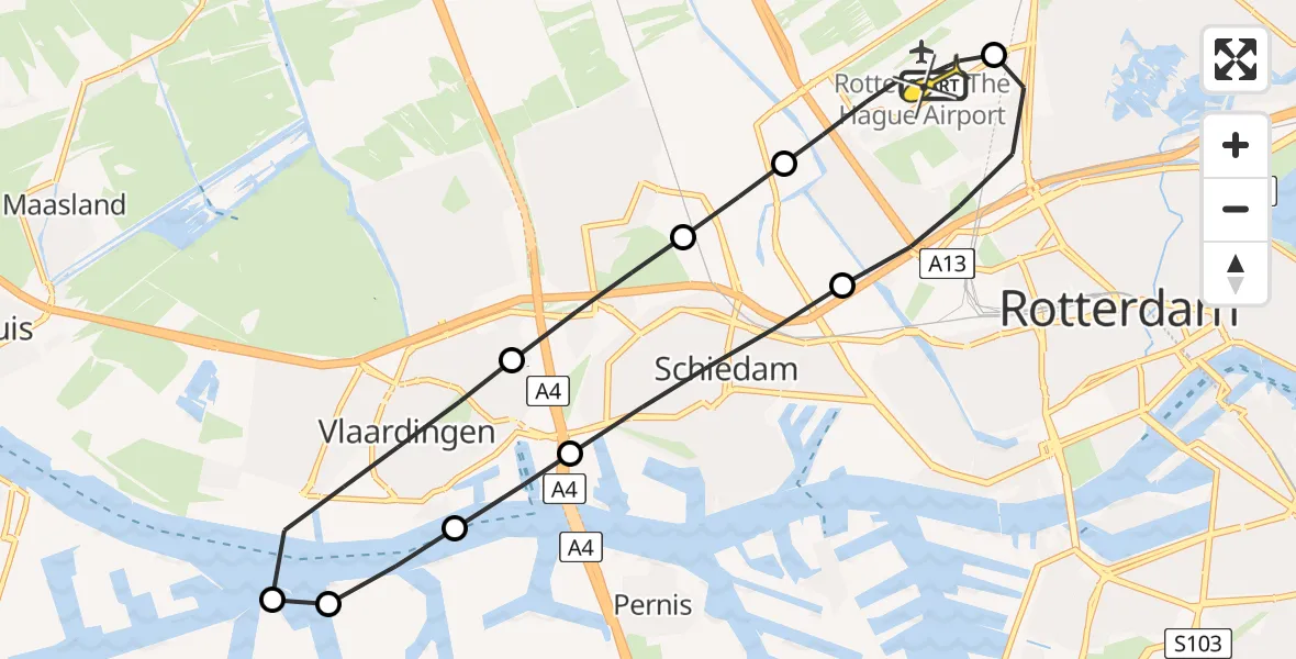 Routekaart van de vlucht: Lifeliner 2 naar Rotterdam The Hague Airport, Innsbruckweg