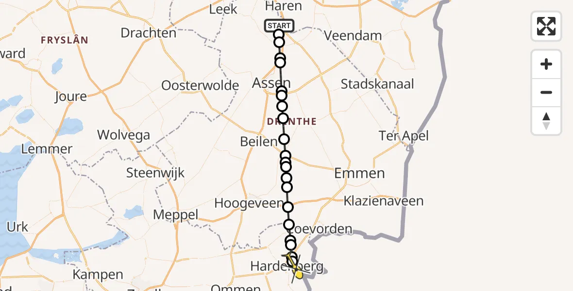 Routekaart van de vlucht: Lifeliner 4 naar Hardenberg, Breukenweg