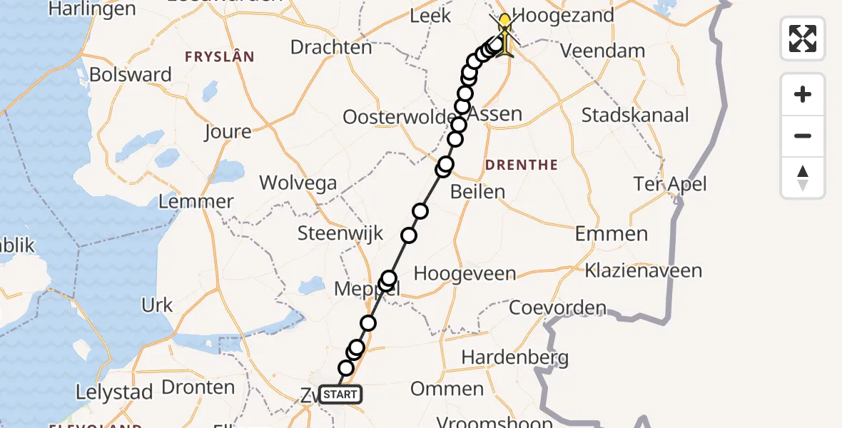 Routekaart van de vlucht: Lifeliner 4 naar Groningen Airport Eelde, Ternatestraat