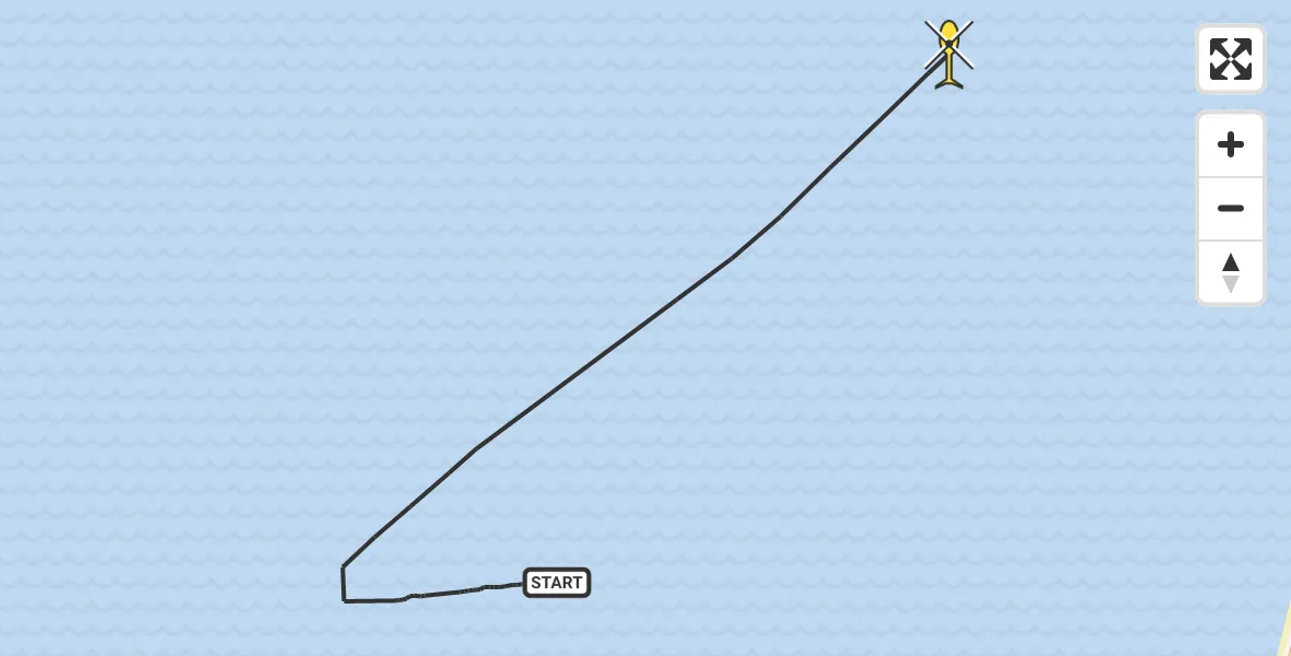 Routekaart van de vlucht: Kustwachthelikopter naar 