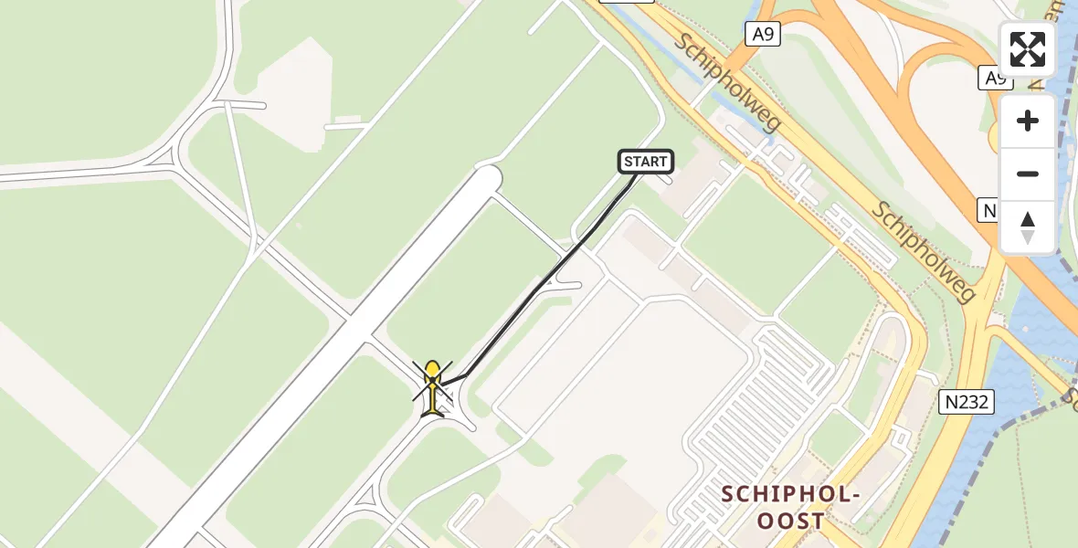 Vluchtroute Politiehelikopter van Schiphol naar Schiphol