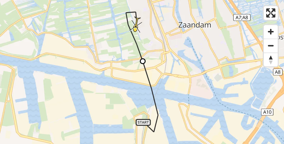 Routekaart van de vlucht: Lifeliner 1 naar Zaandam, Westerwindpad