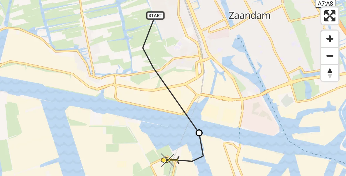 Routekaart van de vlucht: Lifeliner 1 naar Amsterdam Heliport, Hornweg