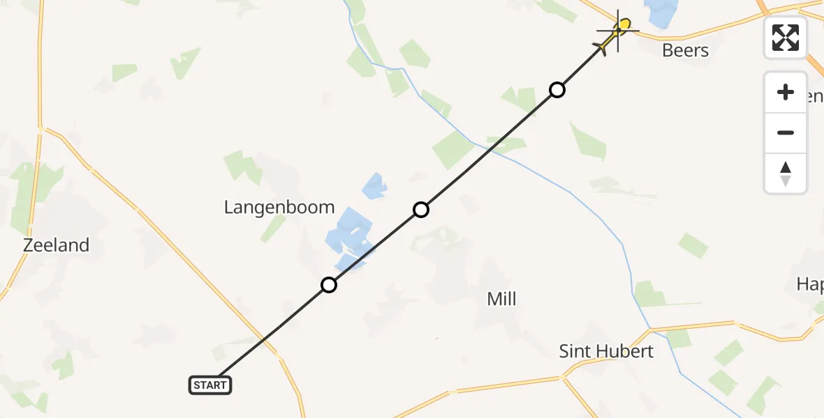 Routekaart van de vlucht: Lifeliner 3 naar Beers NB, Witte Dellen