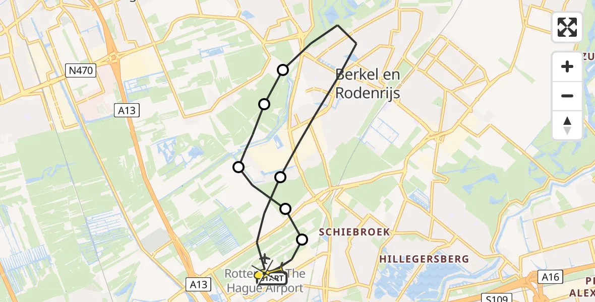 Routekaart van de vlucht: Lifeliner 2 naar Rotterdam The Hague Airport, Oude Bovendijk