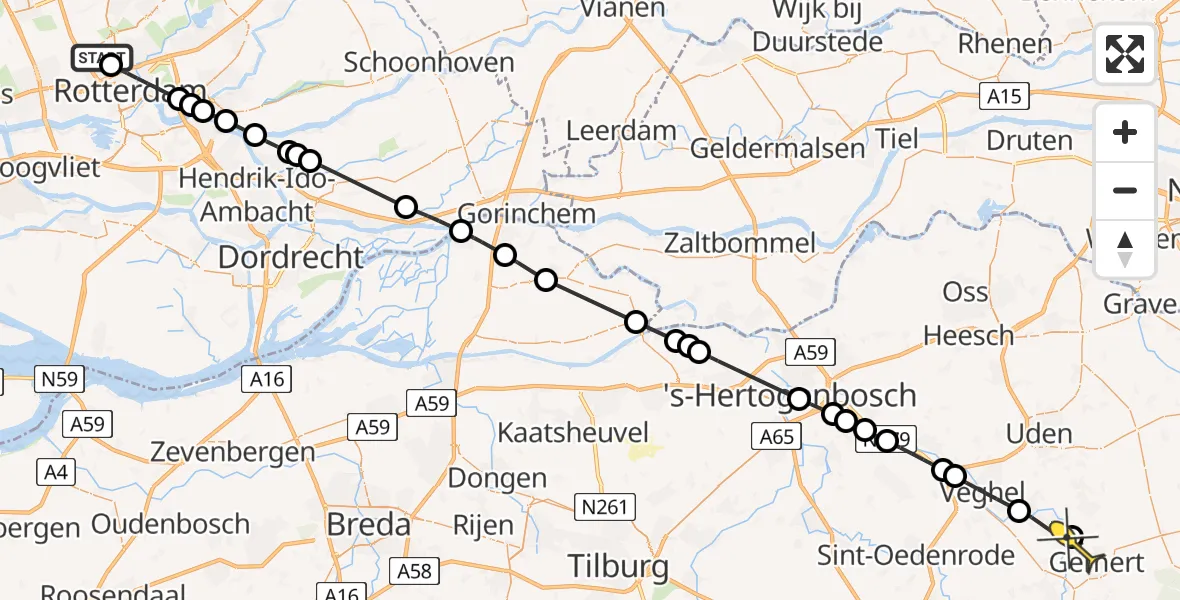 Routekaart van de vlucht: Lifeliner 2 naar Gemert, Van der Duijn van Maasdamweg