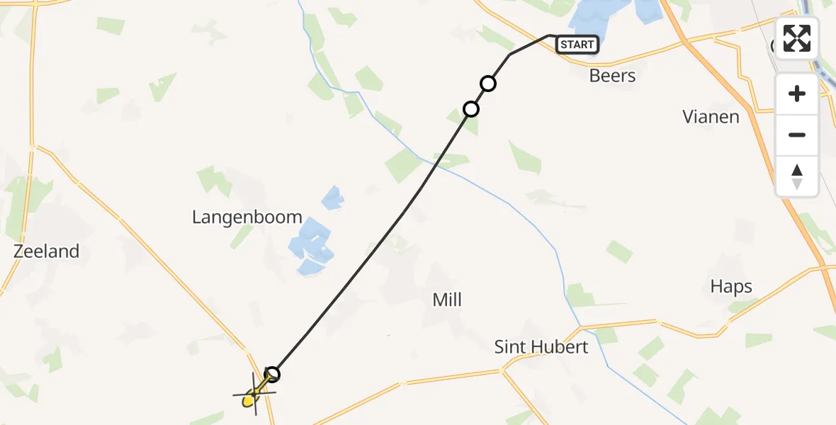 Routekaart van de vlucht: Lifeliner 3 naar Odiliapeel, Graafsedijk