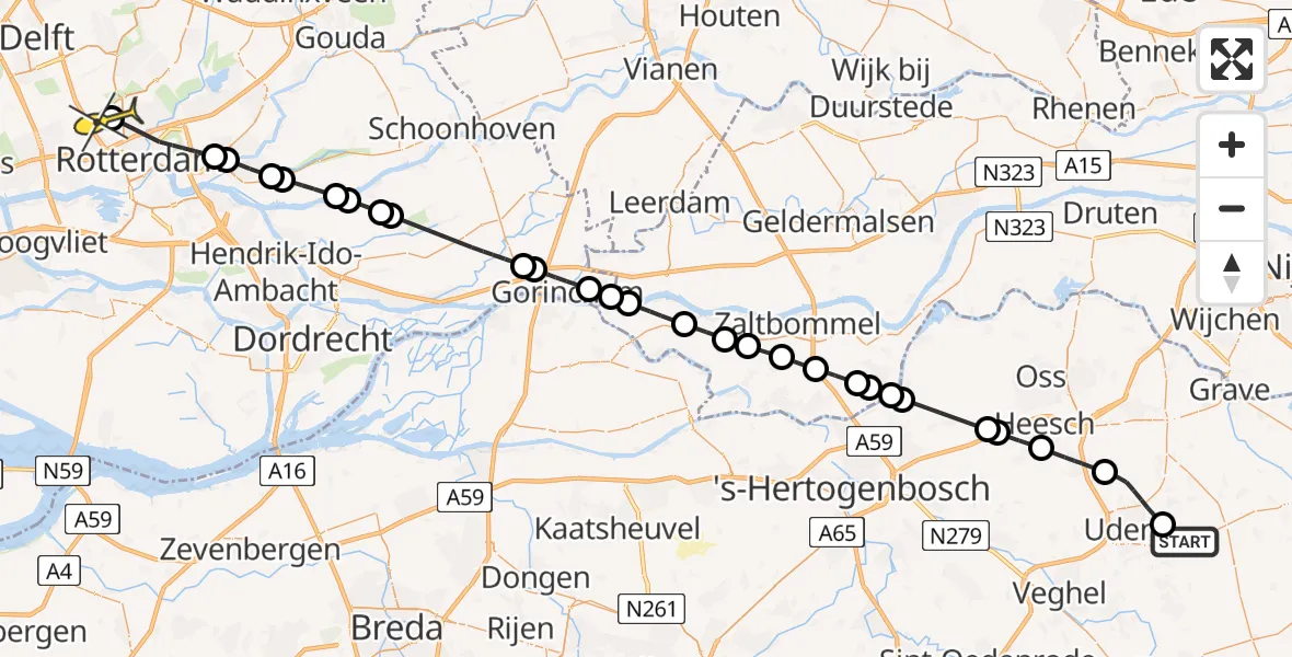 Routekaart van de vlucht: Lifeliner 2 naar Rotterdam The Hague Airport, Patersweg