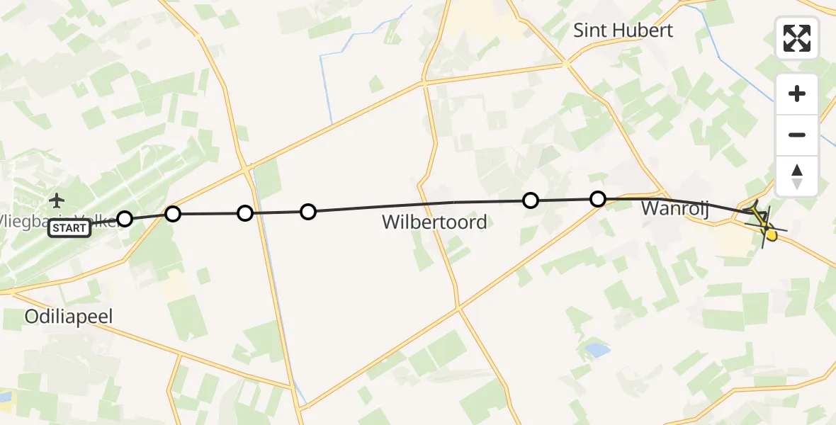 Routekaart van de vlucht: Lifeliner 3 naar Wanroij, Rode Eiklaan