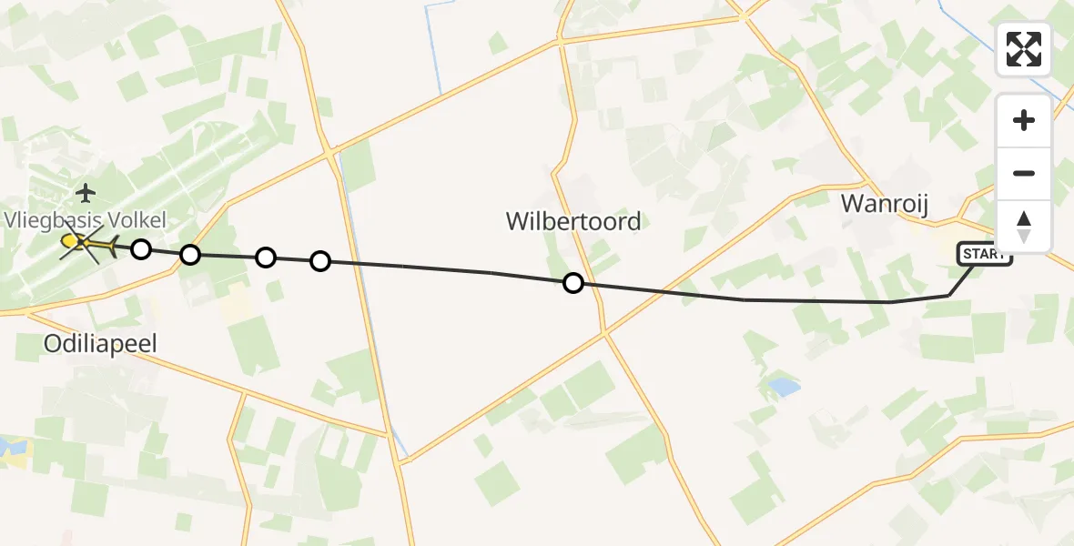 Routekaart van de vlucht: Lifeliner 3 naar Vliegbasis Volkel, Kuilsendijk