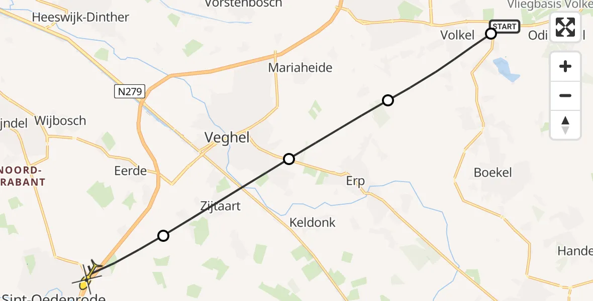 Routekaart van de vlucht: Lifeliner 3 naar Sint-Oedenrode, Heikantsepad