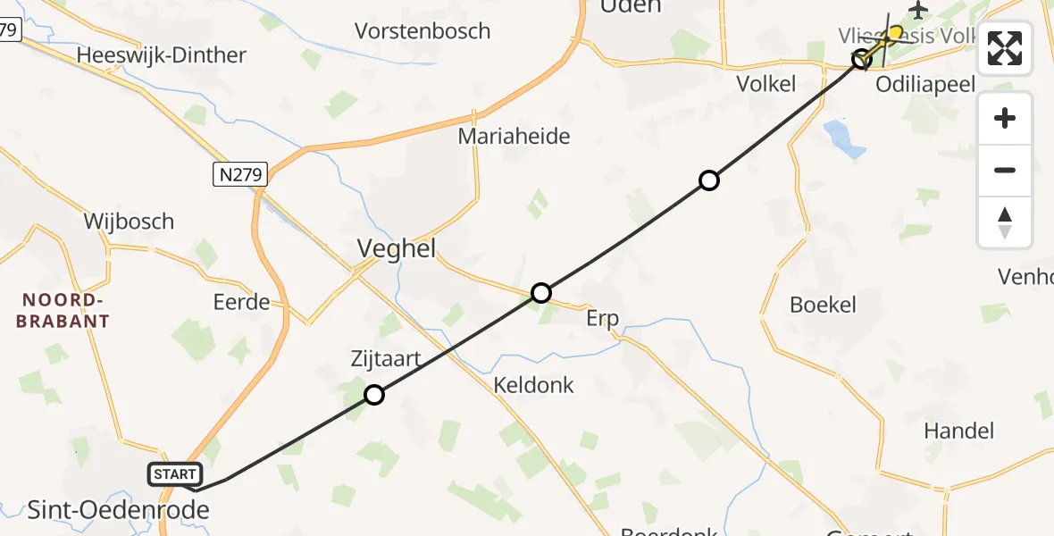 Routekaart van de vlucht: Lifeliner 3 naar Vliegbasis Volkel, Everse-Bergen