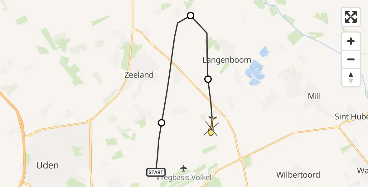 Routekaart van de vlucht: Lifeliner 3 naar Zeeland, Millsebaan