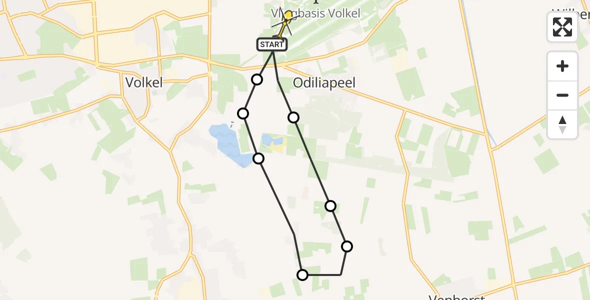 Routekaart van de vlucht: Lifeliner 3 naar Vliegbasis Volkel, Oosterheidestraat