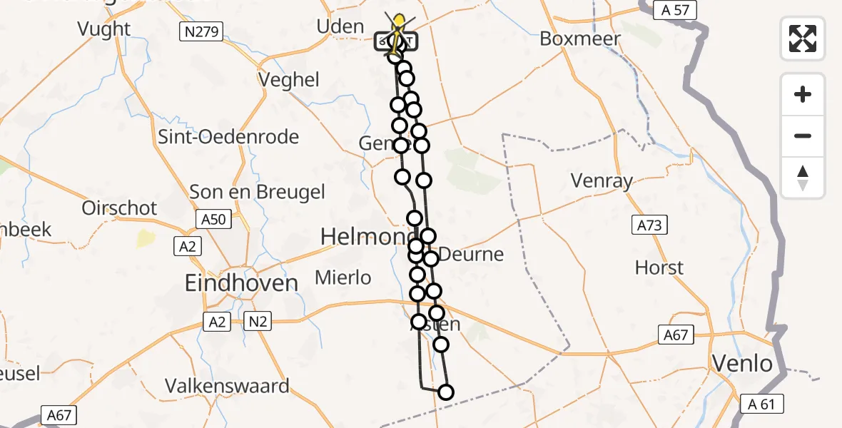 Routekaart van de vlucht: Lifeliner 3 naar Vliegbasis Volkel, Dennenmark