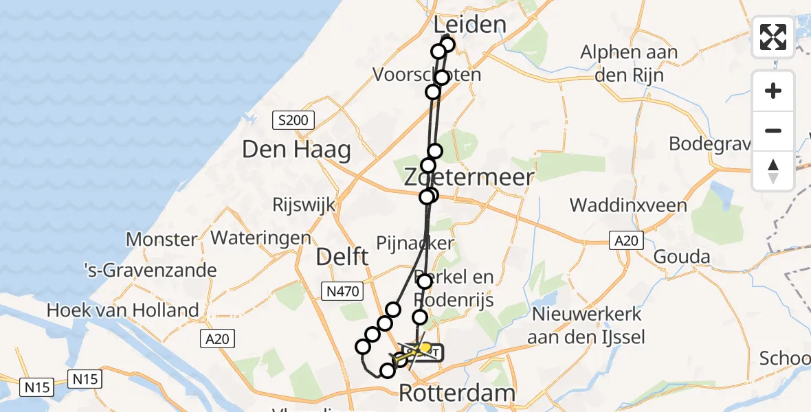 Routekaart van de vlucht: Lifeliner 2 naar Rotterdam The Hague Airport, Oude Bovendijk