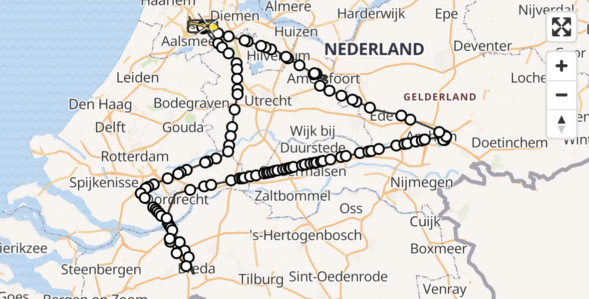 Routekaart van de vlucht: Politieheli naar Schiphol, Nieuwe Meerlaan