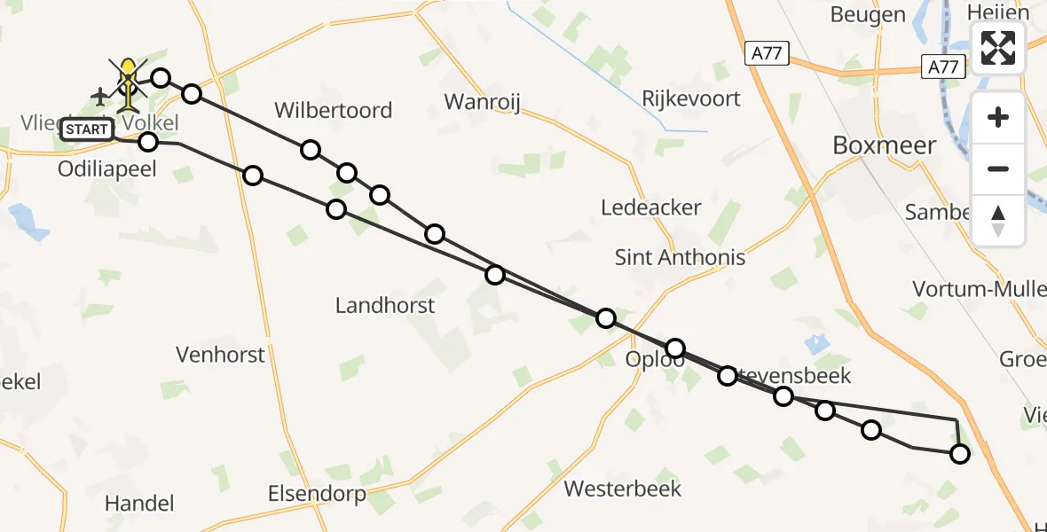 Routekaart van de vlucht: Lifeliner 3 naar Vliegbasis Volkel, Beukenlaan