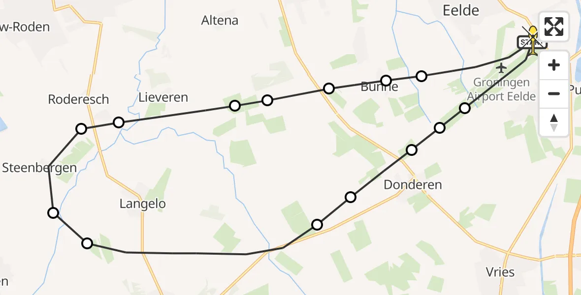 Routekaart van de vlucht: Lifeliner 4 naar Groningen Airport Eelde, Lugtenbergerweg