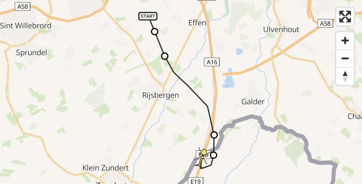 Routekaart van de vlucht: Lifeliner 2 naar Hoogstraten, Fort Oranjestraat