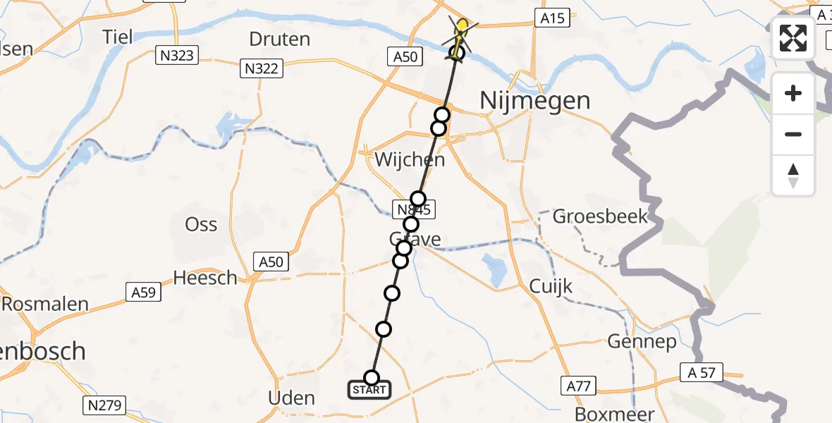 Routekaart van de vlucht: Lifeliner 3 naar Slijk-Ewijk, Trentse Bossen