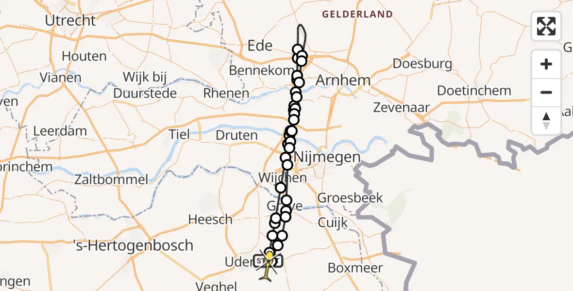 Routekaart van de vlucht: Lifeliner 3 naar Vliegbasis Volkel, Trentse Bossen