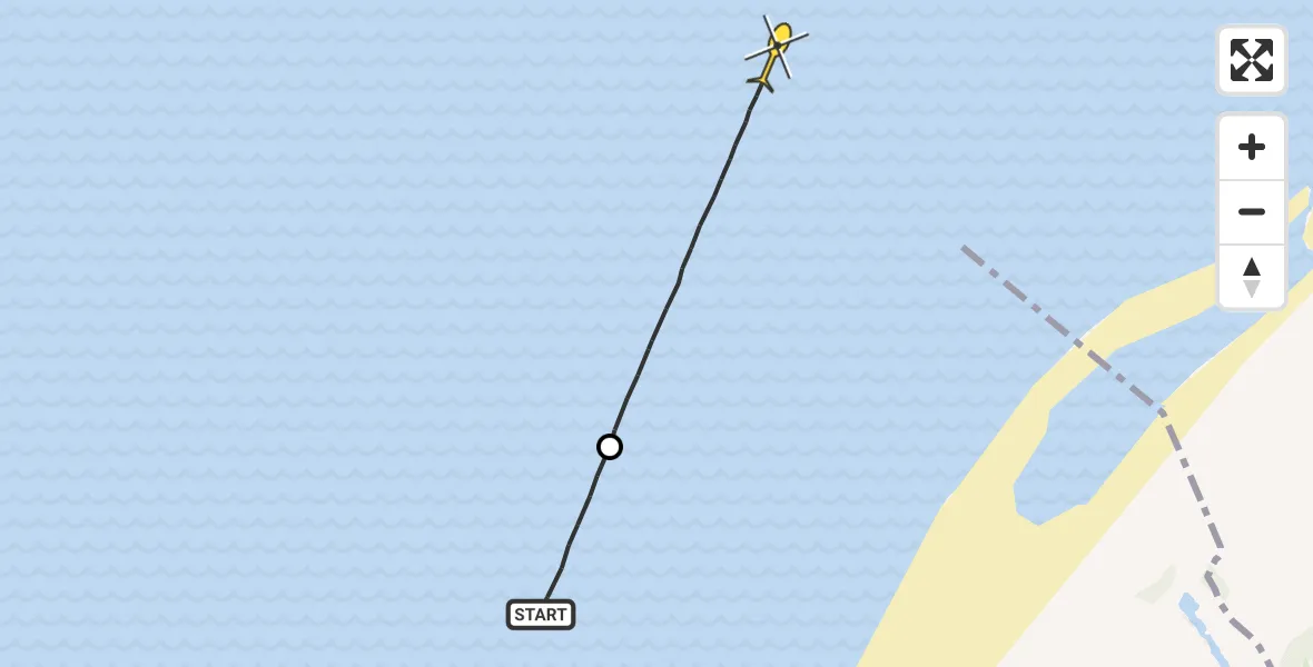 Routekaart van de vlucht: Kustwachthelikopter naar 