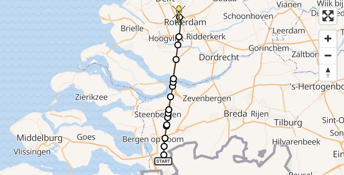 Routekaart van de vlucht: Lifeliner 2 naar Rotterdam The Hague Airport, Buitendreef