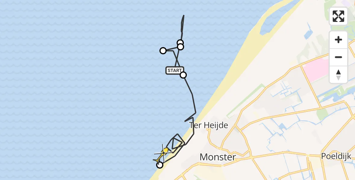 Routekaart van de vlucht: Kustwachthelikopter naar 's-Gravenzande, Otterschelp