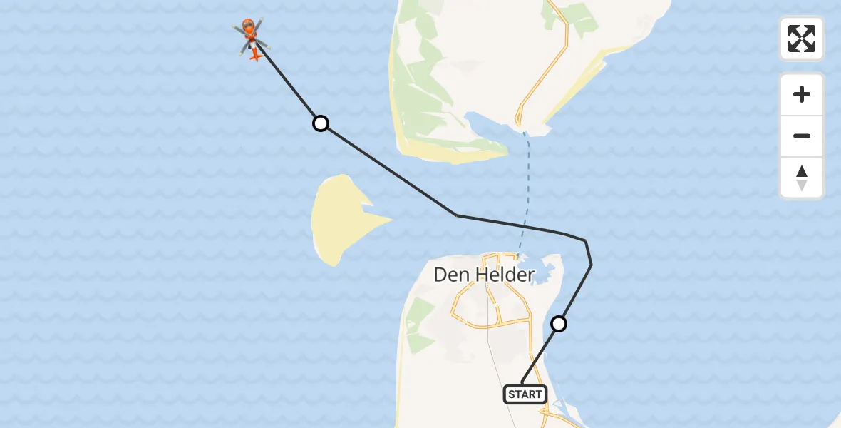 Vluchtroute Kustwachthelikopter Vliegveld De Kooy - , 16 september 2024, 17:22