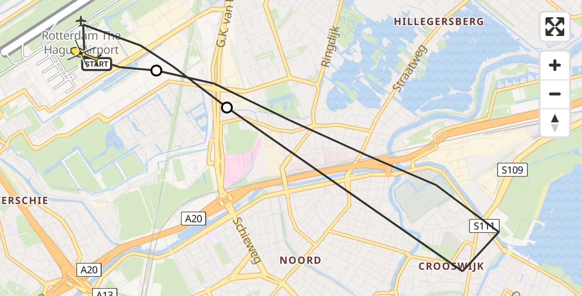 Routekaart van de vlucht: Lifeliner 2 naar Rotterdam The Hague Airport, Tempelhof