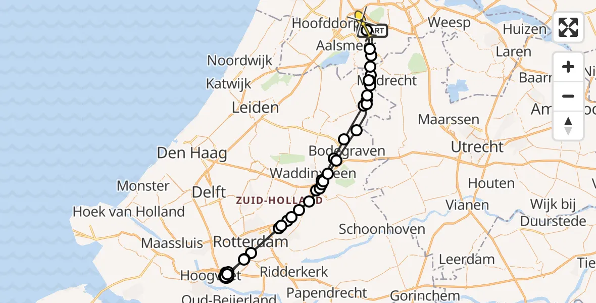 Routekaart van de vlucht: Politieheli naar Aalsmeer, J.C. van Hattumweg