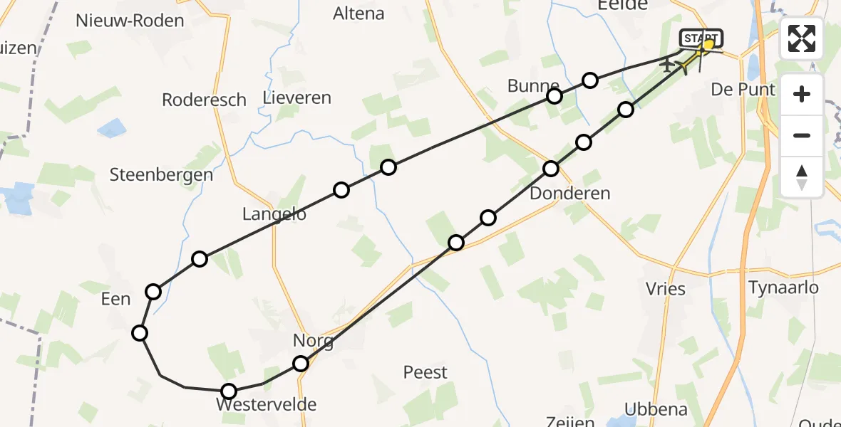 Routekaart van de vlucht: Lifeliner 4 naar Groningen Airport Eelde, Veldkampweg