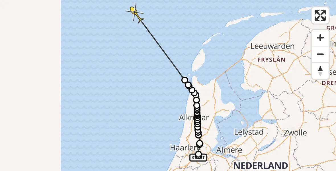 Routekaart van de vlucht: Politieheli naar Koekoekslaan