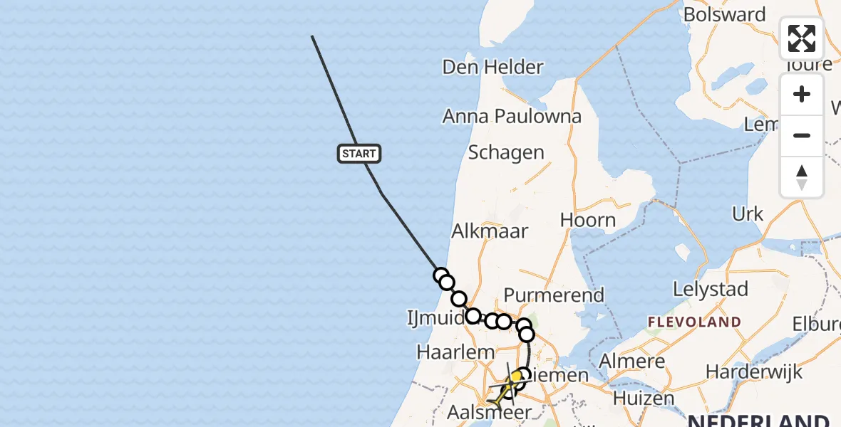 Routekaart van de vlucht: Politieheli naar Schiphol, Thermiekstraat