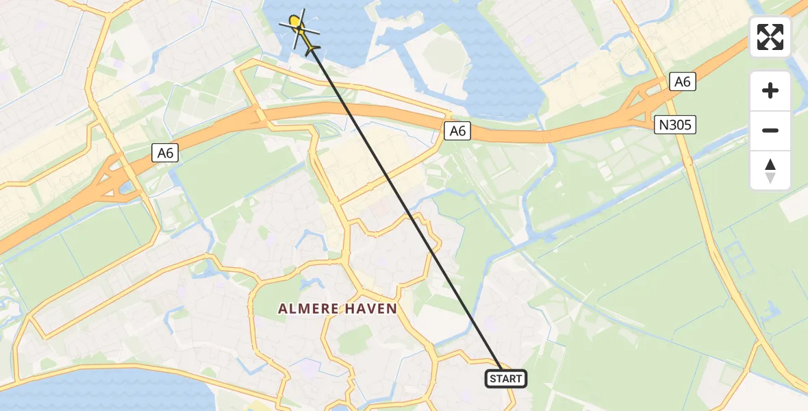 Routekaart van de vlucht: Politiehelikopter naar Almere, Bergsmapad