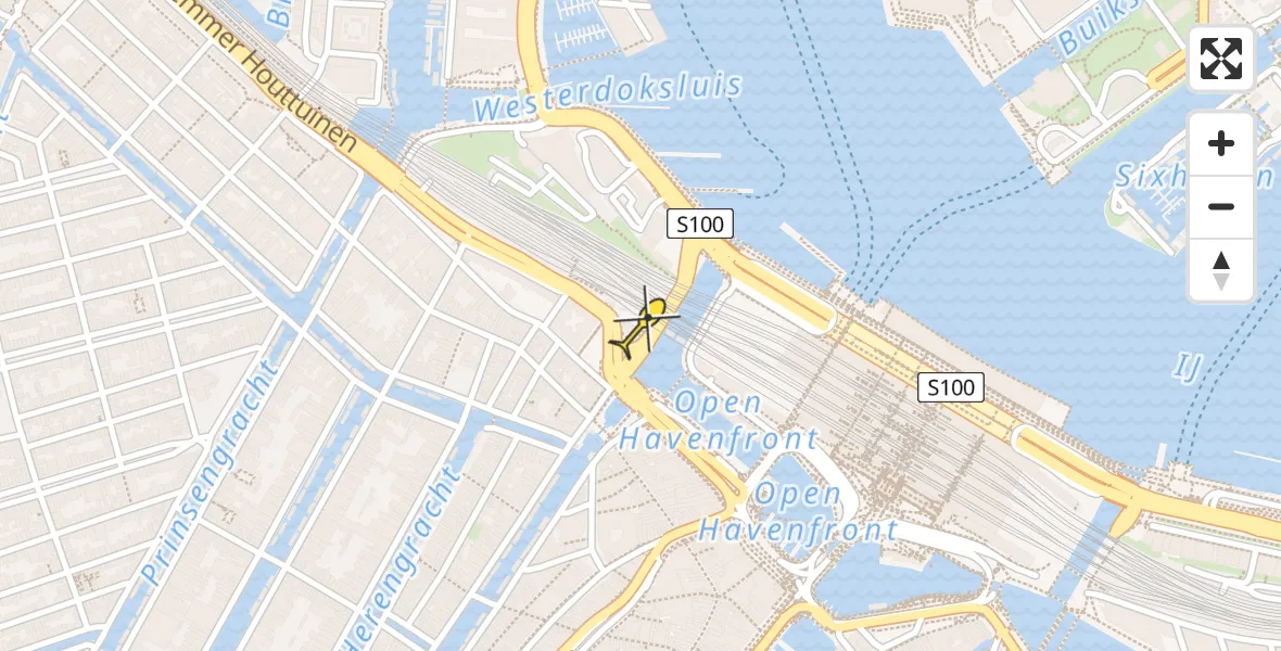 Routekaart van de vlucht: Politieheli naar Amsterdam