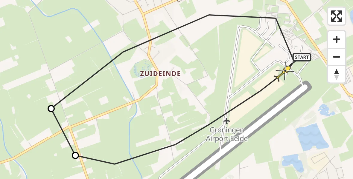 Routekaart van de vlucht: Lifeliner 4 naar Groningen Airport Eelde, Langesteeg