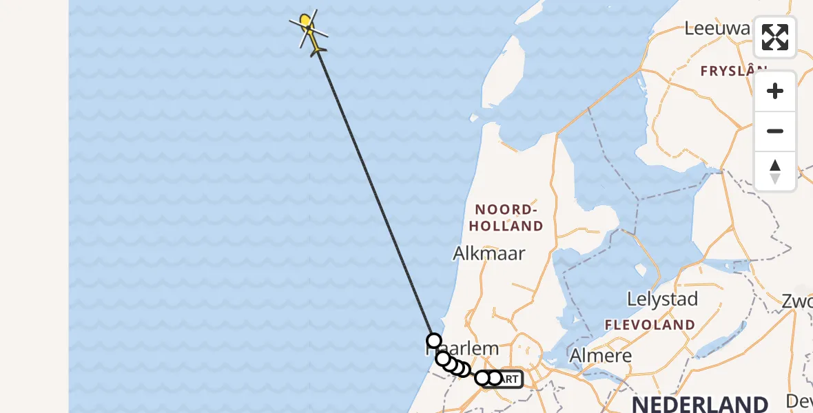 Routekaart van de vlucht: Politieheli naar Loevesteinse Randweg