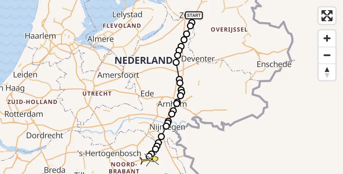 Routekaart van de vlucht: Lifeliner 3 naar Vliegbasis Volkel, Ceintuurbaan