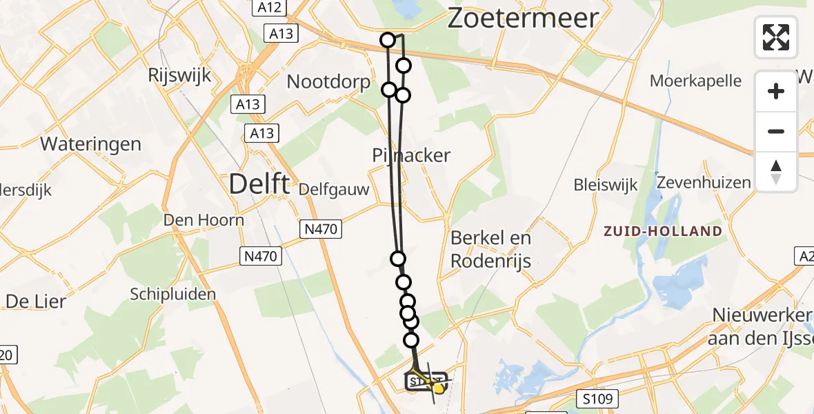 Routekaart van de vlucht: Lifeliner 2 naar Rotterdam The Hague Airport, Leidschendamseweg