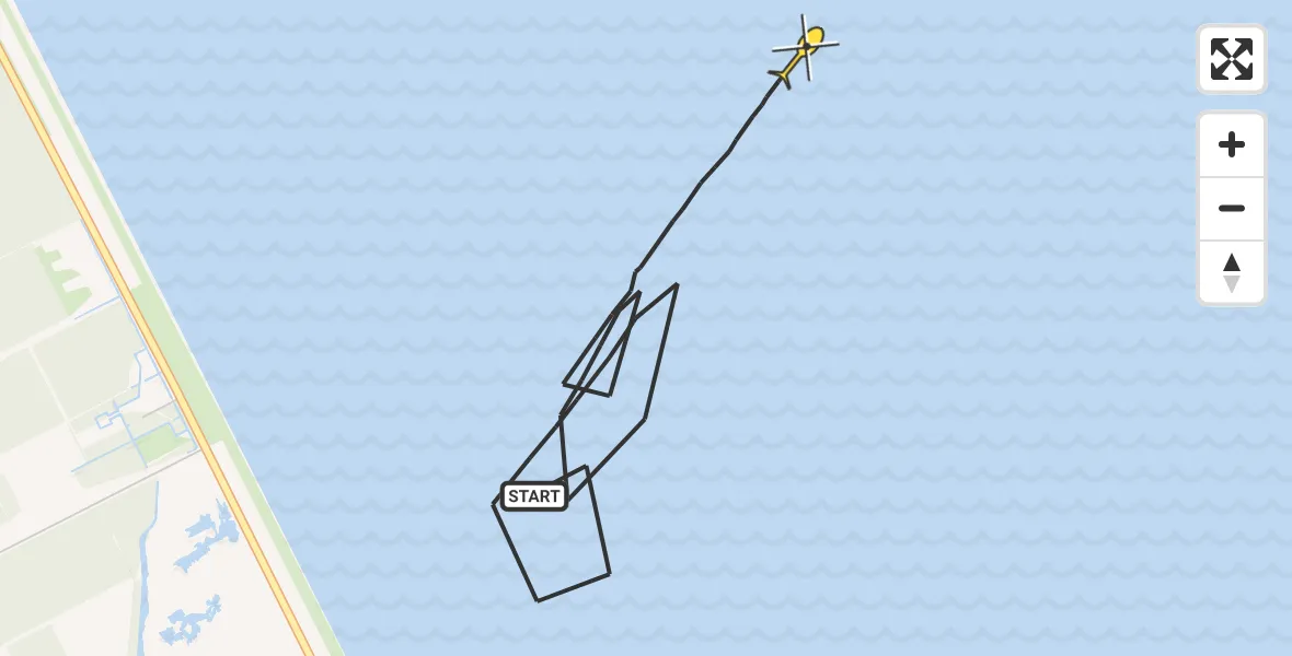 Routekaart van de vlucht: Kustwachthelikopter naar Wieringerwerf, Noorderdijkweg