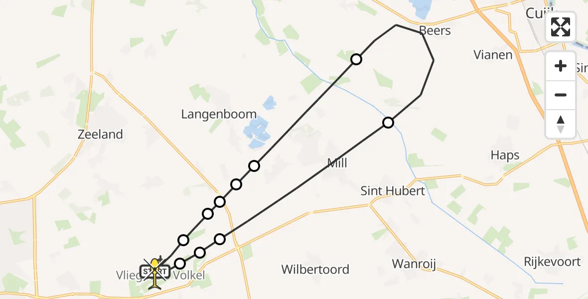 Routekaart van de vlucht: Lifeliner 3 naar Vliegbasis Volkel, Graafsedijk