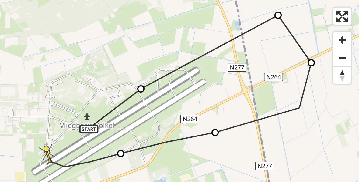 Routekaart van de vlucht: Lifeliner 3 naar Vliegbasis Volkel, Zeelandsedijk