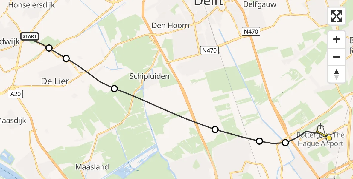 Routekaart van de vlucht: Lifeliner 2 naar Rotterdam The Hague Airport, Veilingroute