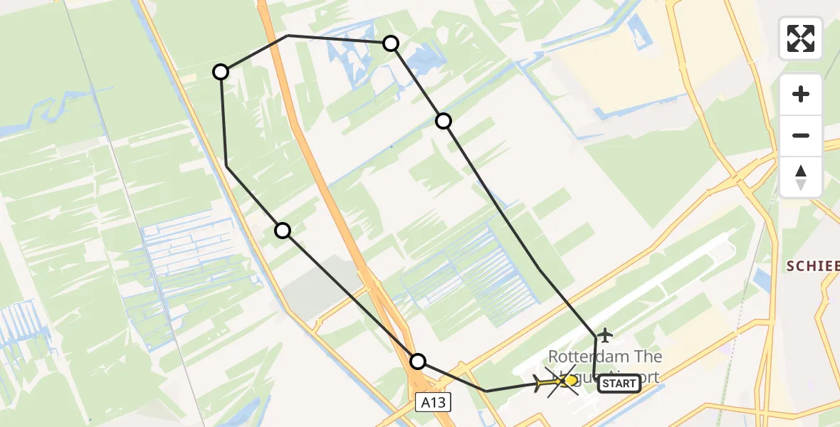 Routekaart van de vlucht: Lifeliner 2 naar Rotterdam The Hague Airport, Rotterdamseweg