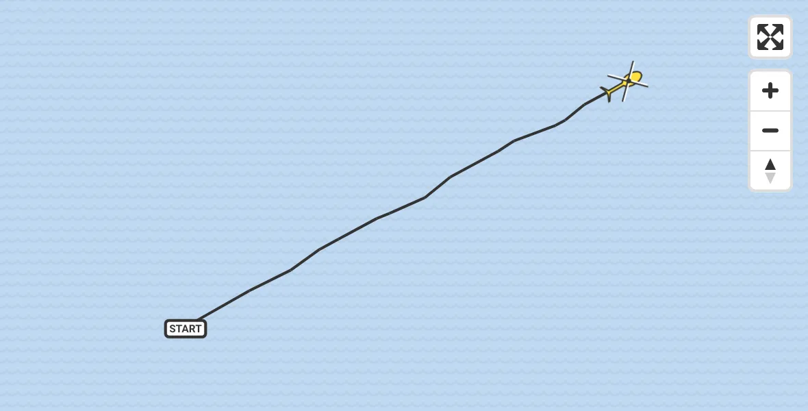 Routekaart van de vlucht: Kustwachthelikopter naar 