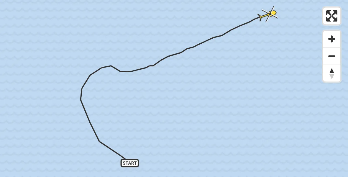 Routekaart van de vlucht: Kustwachthelikopter naar 